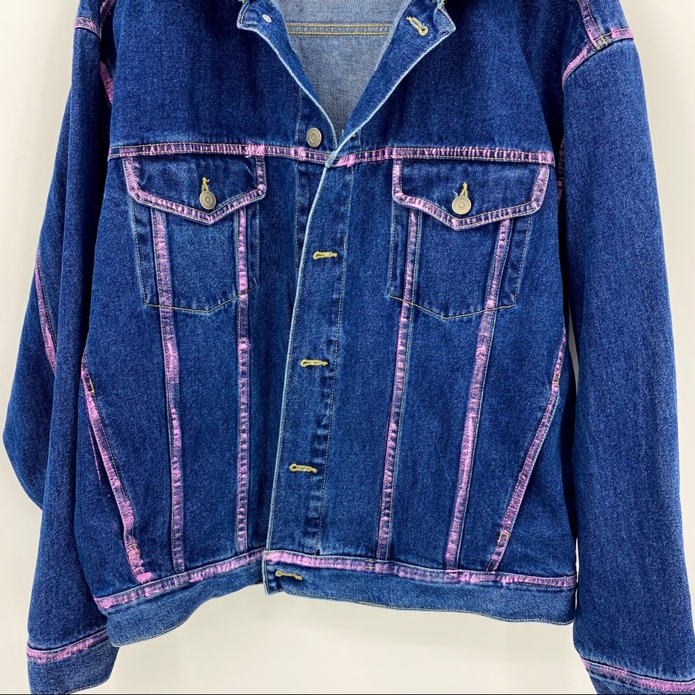 Custom Painted Ex-Boyfriend Denim Trucker Jacket L - Picture 11 of 15